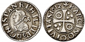 1612. Felipe III. Barcelona. 1/2 croat. (Cal. 535). 1,53 g. MBC+.