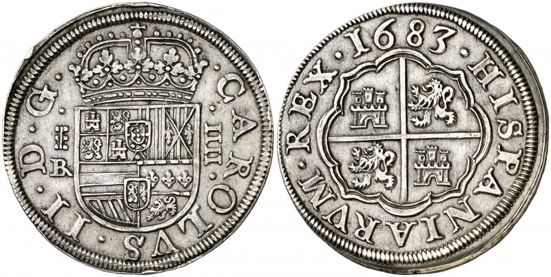 1683. Carlos II. Segovia. BR. 4 reales. (Cal. 542). 13,02 g. Acueducto de dos ar...