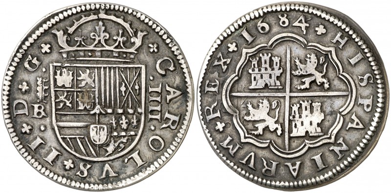 1684. Carlos II. Segovia. BR. 4 reales. (Cal. 544). 13,39 g. Rara. MBC-.