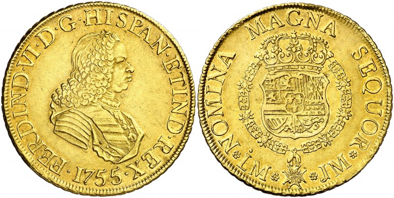 1755/4. Fernando VI. Lima. JM. 8 escudos. (Cal. 22 var) (Cal.Onza falta). 26,90 ...