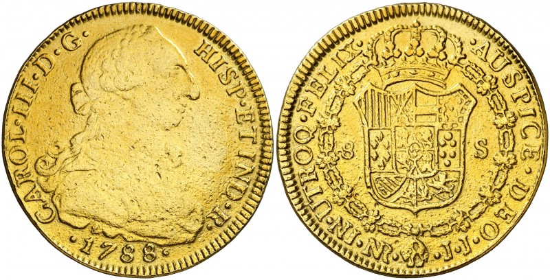 1788. Carlos III. Santa Fe de Nuevo Reino. JJ. 8 escudos. (Cal. 199) (Cal.Onza 8...