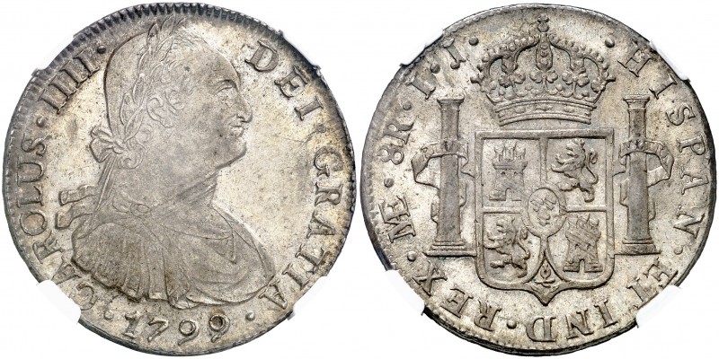 1799. Carlos IV. Lima. IJ. 8 reales. (Cal. 654). En cápsula de la NGC como MS62+...