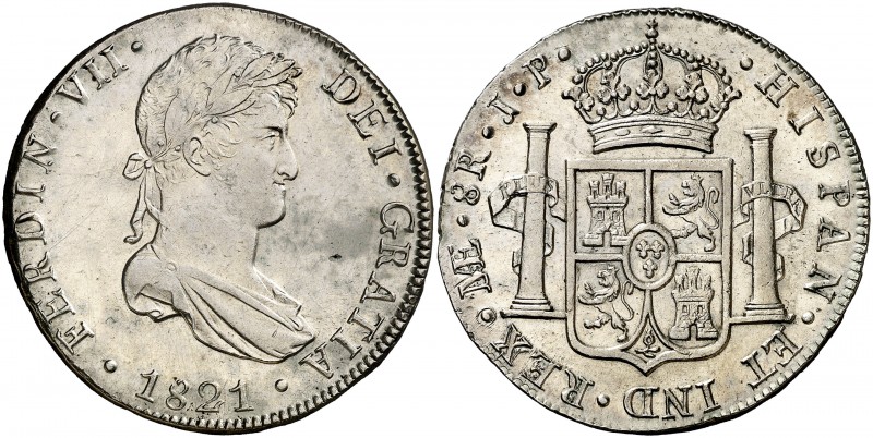 1821. Fernando VII. Lima. JP. 8 reales. (Cal. 489). 26,85 g. Ex Colección Manuel...