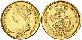 1860. Isabel II. Sevilla. 100 reales. (Cal. 38). 8,35 g. Escasa. EBC-/EBC.