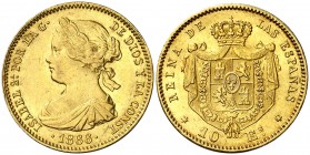 1866. Isabel II. Madrid. 10 escudos. (Cal. 44). 8,42 g. Escasa. EBC-/EBC.