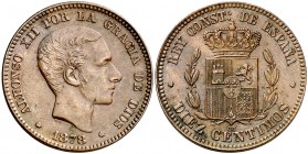 1878. Alfonso XII. Barcelona. OM. 10 céntimos. (Cal. 68). 10,05 g. EBC-.