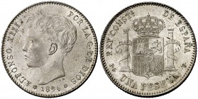 1896*1896. Alfonso XIII. PGV. 1 peseta. (Cal. 41). 5,01 g. EBC+.