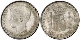 1899*1899. Alfonso XIII. SGV. 1 peseta. (Cal. 42). 4,87 g. Bella. Brillo original. S/C-.