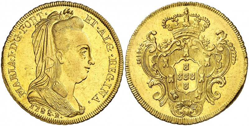 1788. Brasil. María I. R (Río de Janeiro). 6400 reis. (Fr. 85) (Gomes 29.04). 14...
