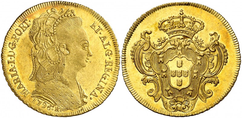1796. Brasil. María I. R (Río de Janeiro). 6400 reis. (Fr. 87) (Gomes 33.12). 14...