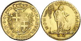 1762. Orden de Malta. Emmanuel Pinto. 10 escudos. (Fr. 36) (Kr. 270). 7,81 g. AU. Levísimas rayitas. EBC.