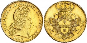 1723. Portugal. Juan V. (Lisboa). 4 escudos. (Fr. 86) (Gomes 127.01). 14,27 g. AU. Raspadura en anverso. Muy rara. MBC+.