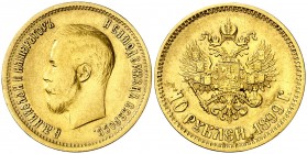 1899. Rusia. Nicolás II. . 10 rublos. (Fr. 179) (Kr. 64). 8,53 g. AU. MBC+.