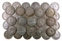 1870 a 1898. 5 pesetas. Lote de 60 monedas. A examinar. BC/BC+.