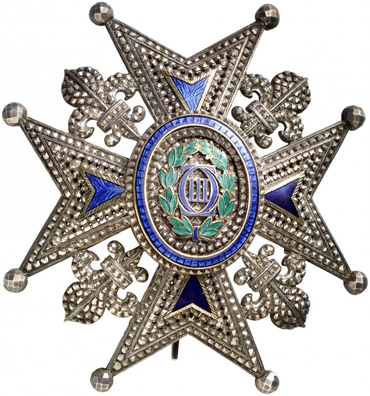 (1771-1975). Real orden de Carlos III. Placa en cruz de brazos. (Pérez Guerra 7)...