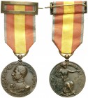1912. Alfonso XIII. Campaña de África. Medalla. (Pérez Guerra 815). 25,73 g. Ø35 mm. Bronce. Con anilla, cinta y pasador. S/C-.