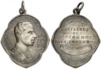 Argentina. Buenos Aires. Sociedad Española de Socorros para enfermos. Alfonso XIII, socio activo. Medalla. 12,94 g. 36x33 mm. Plata. Con anilla. S/C.