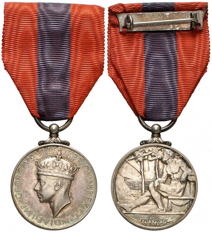 Gran Bretaña. Jorge VI. Por un servicio fiel. Medalla. 28,90 g. Ø33 mm. Plata. C...