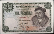 1946. 1000 pesetas. (Ed. D54) (Ed. 453). 19 de febrero, Luis Vives. Leve doblez. Apresto. Raro así. EBC+.