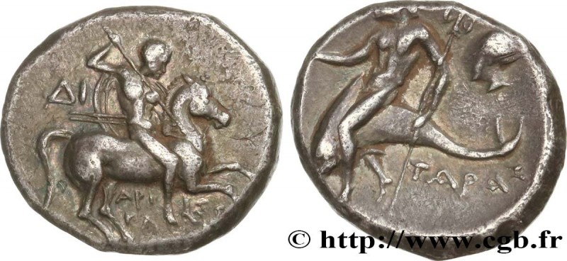 CALABRIA - TARAS
Type : Nomos ou didrachme 
Date : c. 250-235 AC. 
Mint name / T...