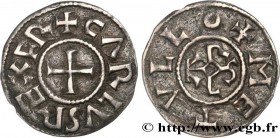 CHARLES II LE CHAUVE / THE BALD
Type : Denier 
Date : circa 840-864 
Date : n.d. 
Mint name / Town : Melle 
Metal : silver 
Diameter : 20  mm
Orientat...