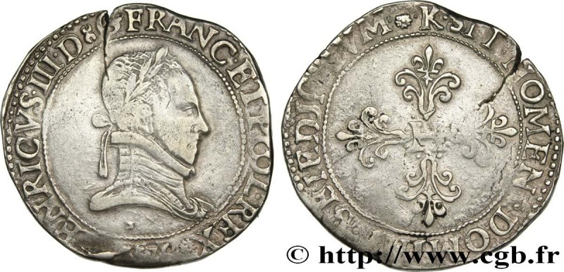 HENRY III
Type : Franc au col plat 
Date : 1576 
Mint name / Town : Bordeaux 
Qu...