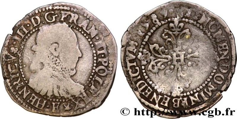 HENRY III
Type : Quart de franc au col fraisé 
Date : 1589 
Mint name / Town : T...