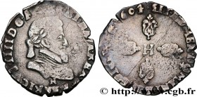 HENRY IV
Type : Demi-franc, type de Montpellier 
Date : 1604 
Mint name / Town : Montpellier 
Quantity minted : 33839 
Metal : silver 
Millesimal fine...