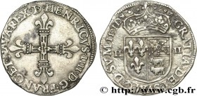 HENRY IV
Type : Quart d'écu de Béarn 
Date : 1591 
Mint name / Town : Pau 
Quantity minted : 25323 
Metal : silver 
Millesimal fineness : 917  ‰
Diame...