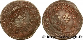 LOUIS XIII
Type : Double tournois, type de La Rochelle, double frappe 
Date : n.d. 
Mint name / Town : La Rochelle 
Metal : copper 
Diameter : 21  mm
...
