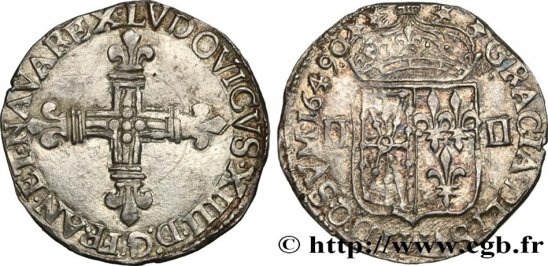 LOUIS XIV "THE SUN KING"
Type : Quart d'écu de Navarre 
Date : 1649 
Mint name /...