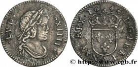 LOUIS XIV "THE SUN KING"
Type : Vingt-quatrième d'écu à la mèche courte 
Date : 1644 
Mint name / Town : Paris, Monnaie du Louvre 
Metal : silver 
Mil...