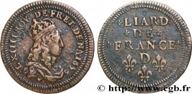 LOUIS XIV "THE SUN KING"
Type : Liard de cuivre avec double grènetis, 2e type 
Date : 1656 
Mint name / Town : Vimy-en-Lyonnais (actuellement Neuville...