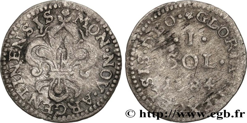 LOUIS XIV "THE SUN KING"
Type : I sol 
Date : 1684 
Mint name / Town : Strasbour...