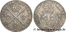 LOUIS XIV "THE SUN KING"
Type : Trente-trois sols aux insignes 
Date : 1707 
Mint name / Town : Strasbourg 
Metal : silver 
Millesimal fineness : 798 ...
