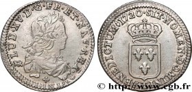 LOUIS XV THE BELOVED
Type : Sixième d'écu de France 
Date : 1720 
Mint name / Town : Nantes 
Metal : silver 
Millesimal fineness : 917  ‰
Diameter : 2...