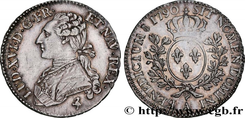 LOUIS XVI
Type : Demi-écu dit "aux branches d'olivier" 
Date : 1790 
Mint name /...