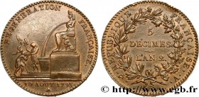 THE CONVENTION
Type : 5 décimes, Régénération française 
Date : An 2 (1793-1794) 
Mint name / Town : Paris 
Quantity minted : 154278 
Metal : bronze 
...