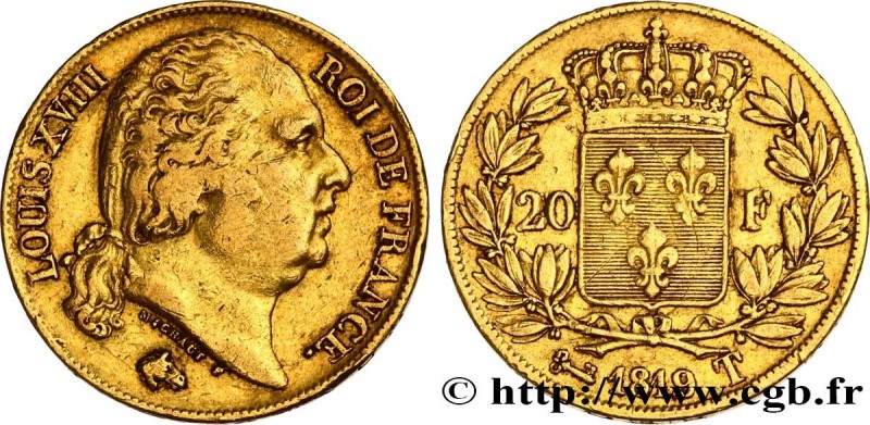 LOUIS XVIII
Type : 20 francs or Louis XVIII, tête nue 
Date : 1819 
Mint name / ...