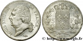 LOUIS XVIII
Type : 5 francs Louis XVIII, tête nue 
Date : 1817 
Mint name / Town : Paris 
Quantity minted : 3776034 
Metal : silver 
Millesimal finene...