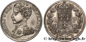 HENRY V COUNT OF CHAMBORD
Type : 1 franc 
Date : 1831 
Quantity minted : --- 
Metal : silver 
Diameter : 23  mm
Orientation dies : 6  h.
Weight : 4,98...