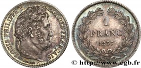 LOUIS-PHILIPPE I
Type : 1 franc Louis-Philippe, couronne de chêne 
Date : 1837 
Mint name / Town : Paris 
Quantity minted : 240.802 
Metal : silver 
M...