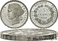 II REPUBLIC
Type : Concours de 5 francs, essai en étain par Borrel, tranche en relief 
Date : 1848 
Mint name / Town : Paris 
Quantity minted : --- 
M...