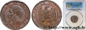 SECOND EMPIRE
Type : Deux centimes Napoléon III, tête nue 
Date : 1855 
Mint name / Town : Strasbourg 
Quantity minted : 2105599 
Metal : bronze 
Diam...