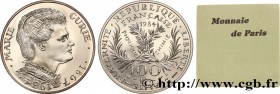 V REPUBLIC
Type : Belle Épreuve 100 francs Marie Curie 
Date : 1984 
Mint name / Town : Paris 
Quantity minted : 1000 
Metal : silver 
Millesimal fine...