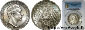 GERMANY - PRUSSIA
Type : 3 Mark Guillaume II 
Date : 1908 
Mint name / Town : Berlin 
Quantity minted : 2858666 
Metal : silver 
Millesimal fineness :...
