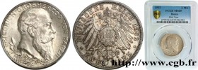 GERMANY - BADEN
Type : 2 Mark 50 ans de règne de Frédéric 
Date : 1902 
Mint name / Town : Karlsruhe 
Quantity minted : 375018 
Metal : silver 
Milles...