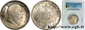 GERMANY - BADEN
Type : 2 Mark Frédéric 
Date : 1907 
Mint name / Town : Karlsruhe 
Quantity minted : 913024 
Metal : silver 
Millesimal fineness : 900...