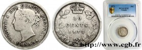 CANADA
Type : 10 Cents Victoria 
Date : 1871 
Quantity minted : 800000 
Metal : silver 
Millesimal fineness : 925  ‰
Diameter : 18  mm
Orientation die...