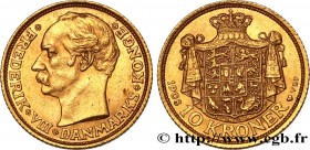 DENMARK - KINGDOM OF DENMARK - FREDERICK VIII
Type : 10 Kroner 
Date : 1908 
Mint name / Town : Copenhague 
Quantity minted : 308000 
Metal : gold 
Mi...